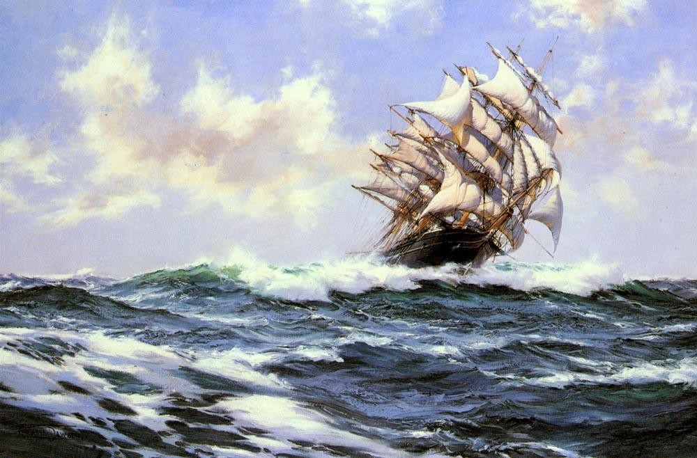 Montague Dawson Sun-Flecked Foam--The Barnabas Webb of Thomaston